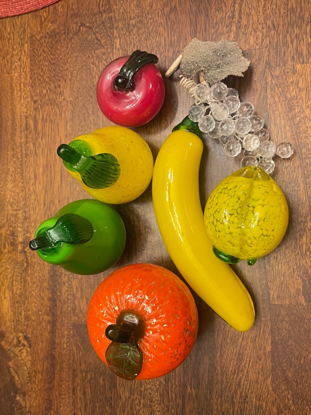 7 piece Handmade Glass Fruit Décor - Multicolor Set